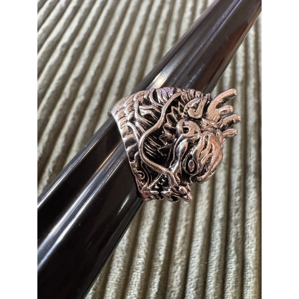 Men's Silver Dragon Head Ring Punk Rock Biker‎ Stainless Steel Adjustable Size